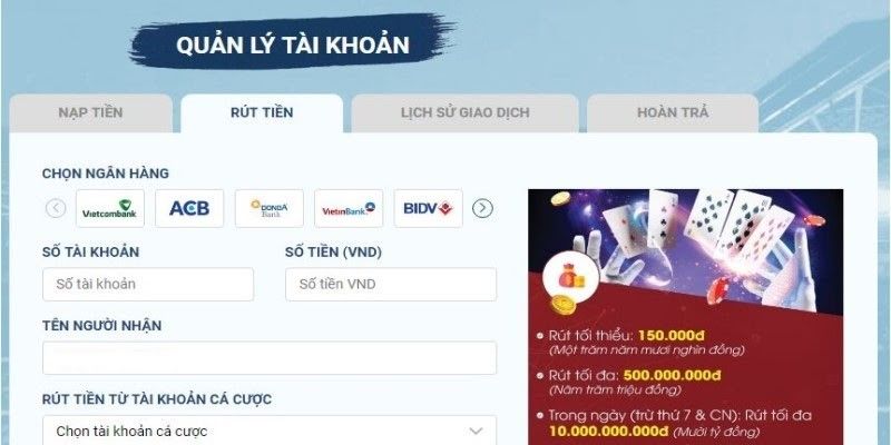 8live quy trinh rut tien Rút tiền 8live về thẳng tài khoản ngân hàng